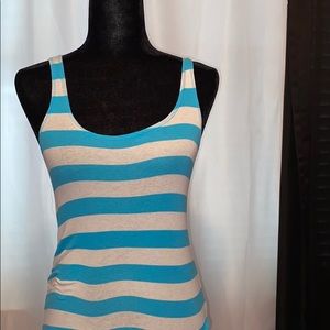 Teal and white striped tank